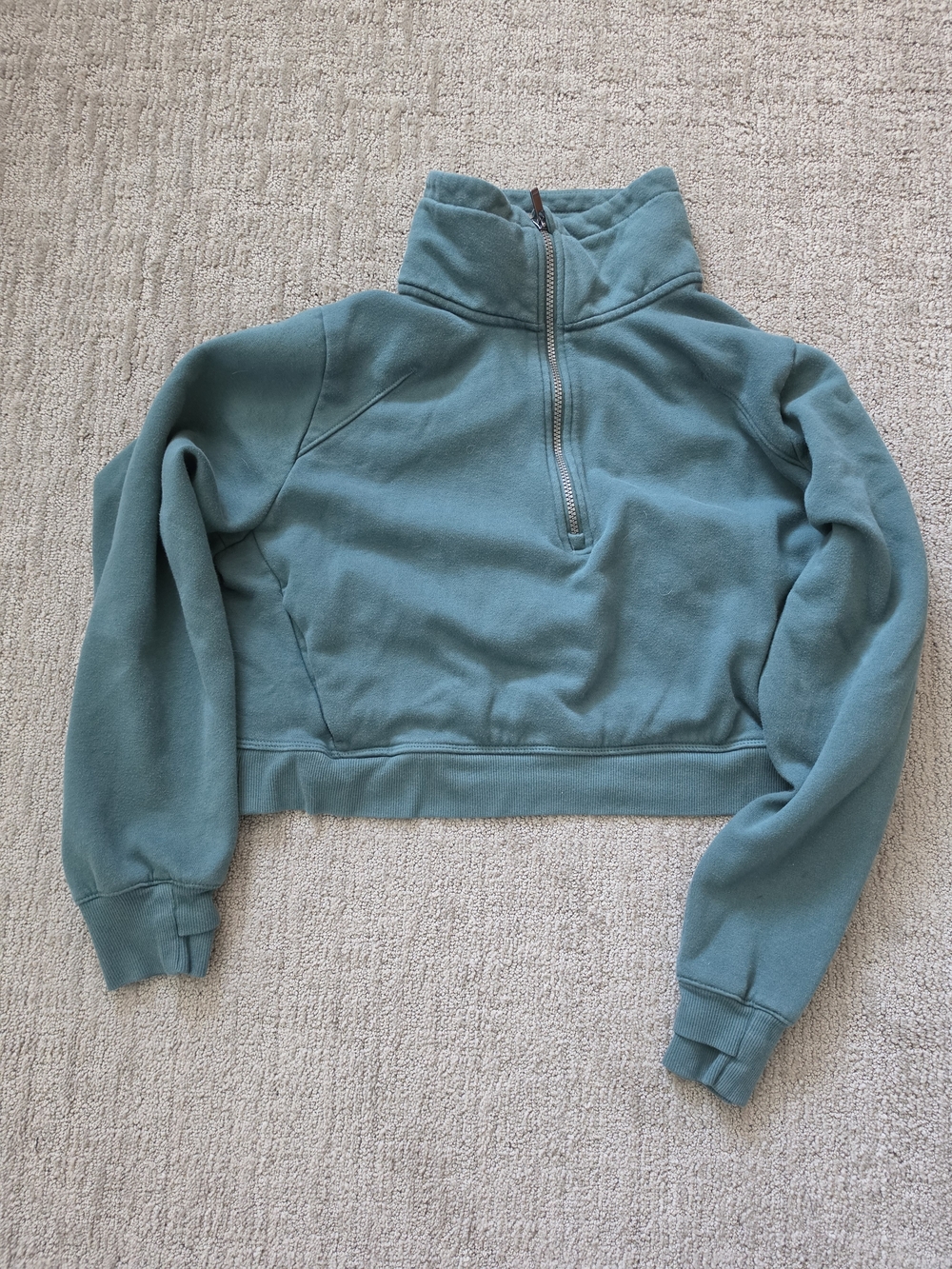 Women's Teal Half-Zip Cropped Sweatshirt